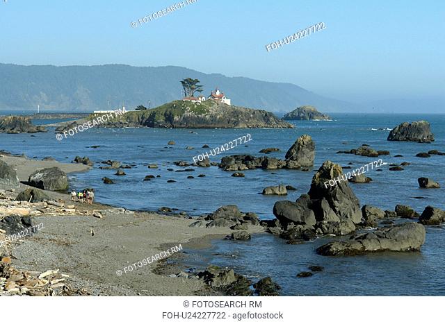 Crescent City, CA, California, Pacific Ocean, Battery Point Lighthouse ca 1856, Battery Point Island