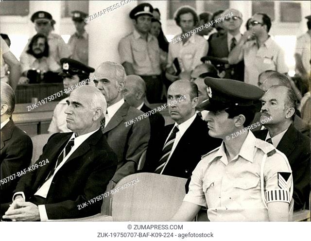 Jul. 07, 1975 - Greek Junta Trial. Left: Patakos, second row center: Dimitrios Ioannidis. (Credit Image: © Keystone Press Agency/Keystone USA via ZUMAPRESS