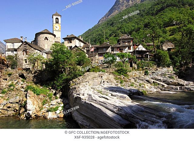 The romantic village of Lavertezzo in the Verzasca valley, Ticino, Switzerland