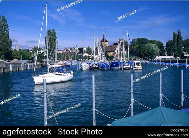 Boats in the harbour, Arbon, Lake Constance, Switzerland, Europe