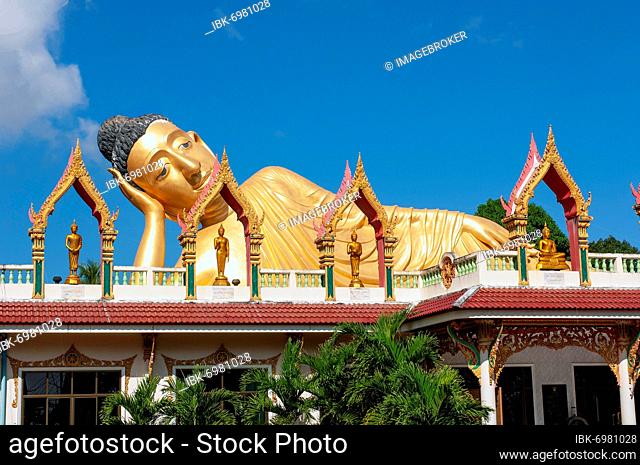 Reclining Buddha, landmark of Buddhist monastery Wat Sri Sunthon, Phuket Island, Thailand, Asia
