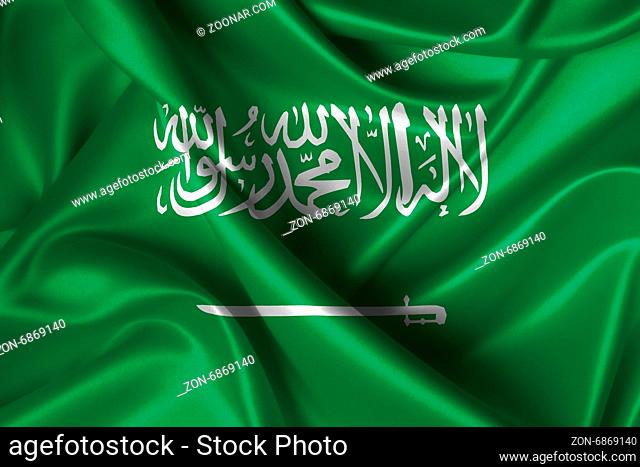 Realistic wavy flag of Saudi Arabia