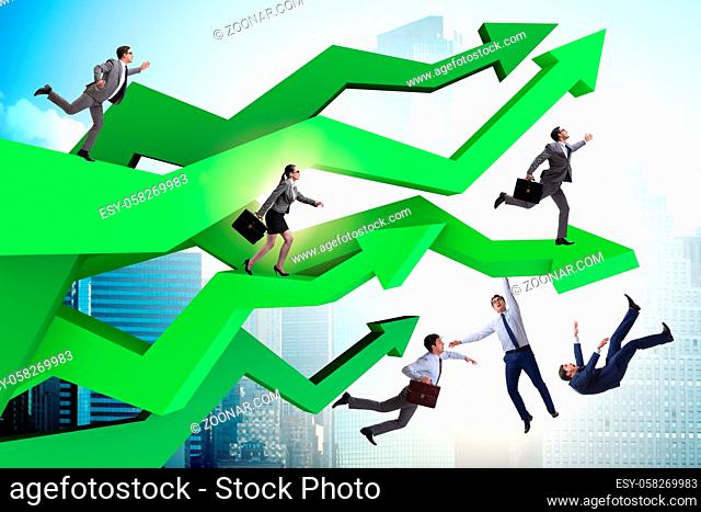 Businessman in the business chart concept