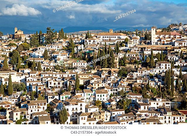 The Albaicín, Granada's characteristic Moorish quarter. Granada, Granada province, Andalusia, Spain