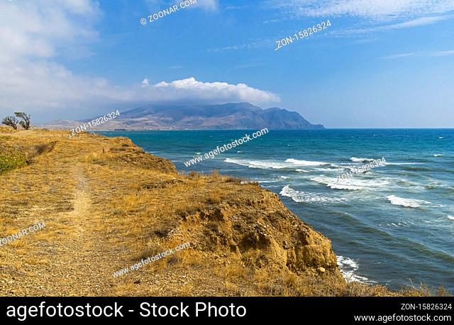 Deserted seashore. Kapsel bay, Crimea, September
