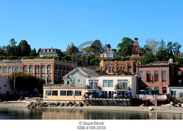 Usa, Washington State, Port Townsend, View Of Town From Dock
