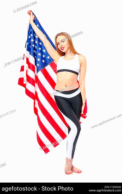 The US flag is in the hands of a brilliant blonde
