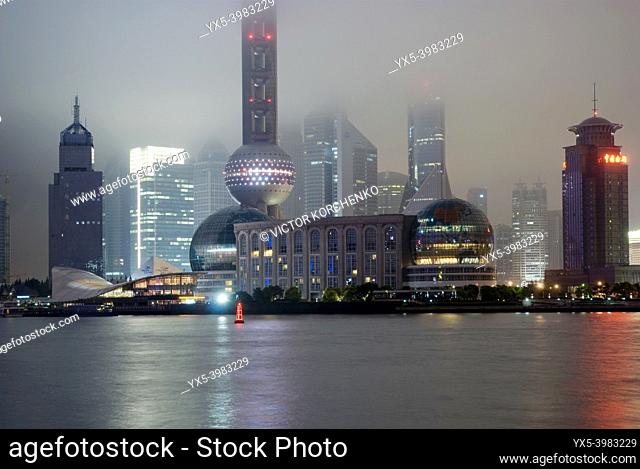 Oriental Pearl TV tower and Pudong skyline, Shanghai