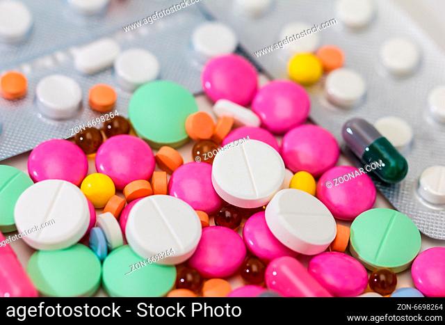 Medical / health-care concept: some medical colorful pills