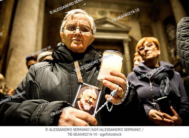 Faithful of St. Padre Pio in the Church of San Salvatore in Lauro, Rome, ITALY-05-02-2016