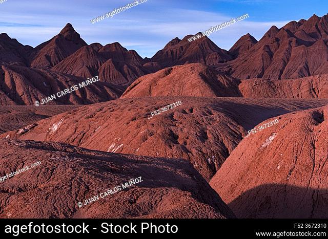 Eroded landscape in the Desierto del Diablo in the Los Colorados area, in the town of Tolar Grande in the province of Salta in La Puna Argentina