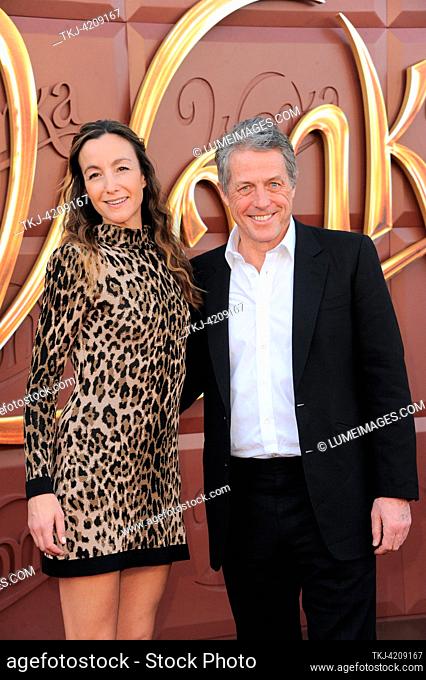 Anna Elisabet Eberstein and Hugh Grant at the Los Angeles premiere of 'Wonka' held at the Regency Village Theater in Westwood, USA on December 10, 2023