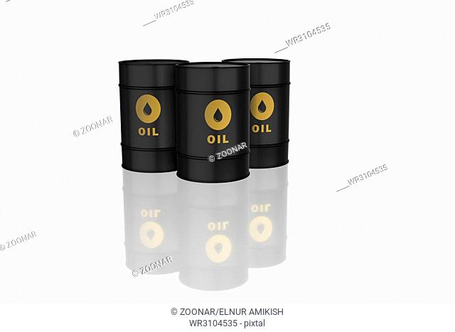 Oil barrels isolated on white - 3d rendering