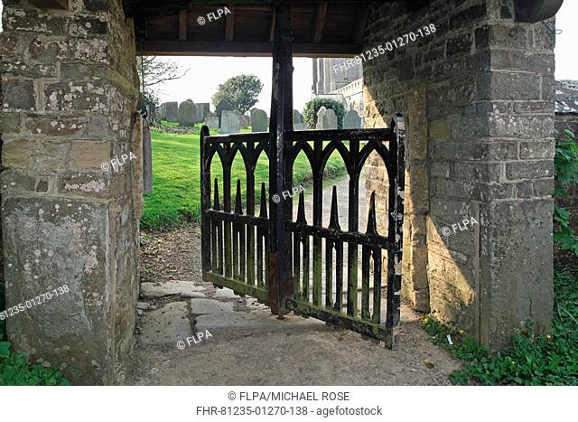Swinging Gate and Lych-gate, St Nectan's Church, Stoke, Devon, England
