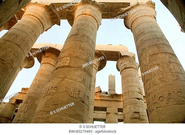 pillars of the Great Hypostyle Hall of Karnak Temple Complex, Egypt, Luxor, Karnak