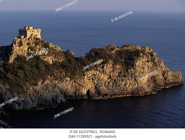 Tower of Cape Conca, or White Tower, 16th century, Conca dei Marini, Amalfi Coast (UNESCO World Heritage Site, 1997), Campania, Italy