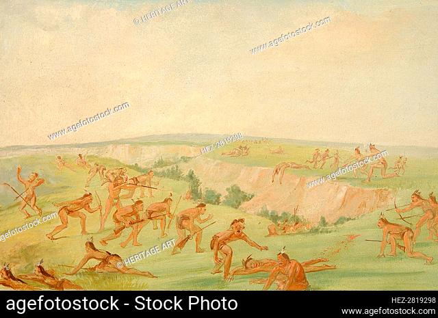 Mandan Attacking a Party of Arikara, 1832-1833. Creator: George Catlin