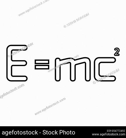 E=mc squared Energy formula physical law E=mc??? sign e equal mc 2 Education concept Theory of relativity icon outline black color vector illustration flat...