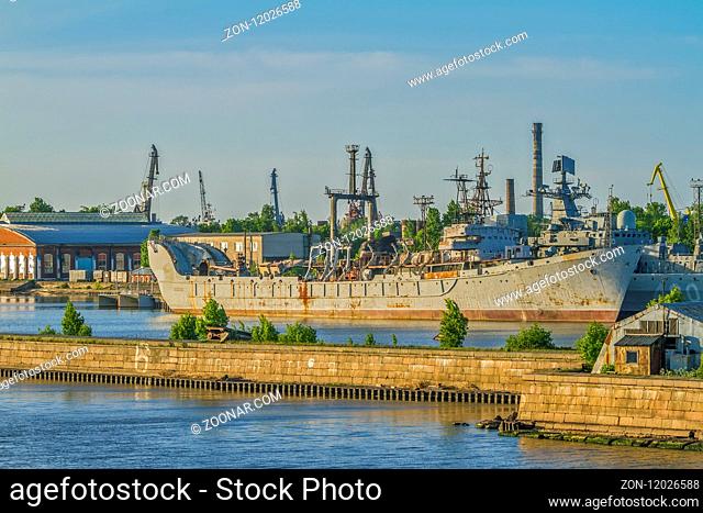 Ship Under Construction, Kronshtadt Naval Base, Kotlin Island, Russia