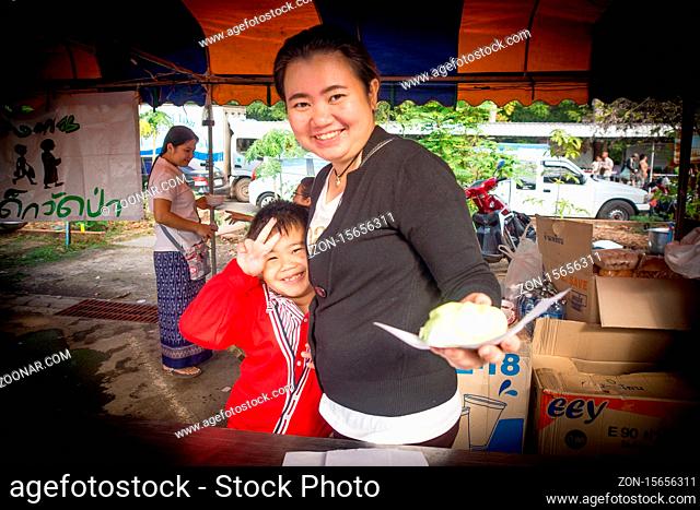 Udon Thani/Thailand-29.01.2017:The festival near the town. People are preparing and giving food for free