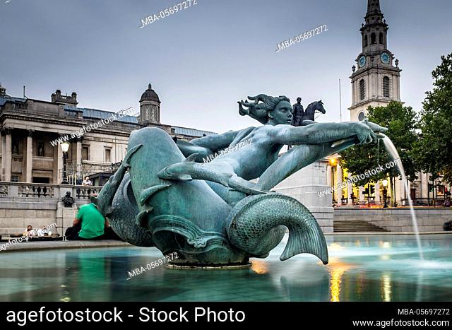 Fountain in Trafalgar Square, London, Great Britain
