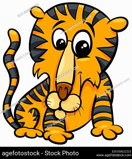 Cartoon Illustration of Funny Tiger Wild Animal Comic Character