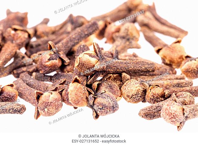Dried cloves isolated on white background, close up