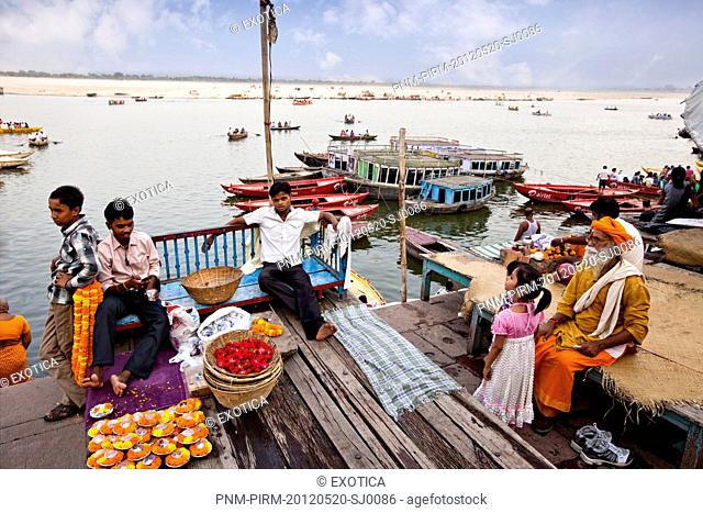 People at a ghat, Dashashwamedh Ghat, Varanasi, Uttar Pradesh, India