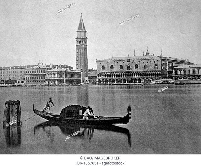 Early autotype of Venice, Veneto, Italy, historical picture, 1884