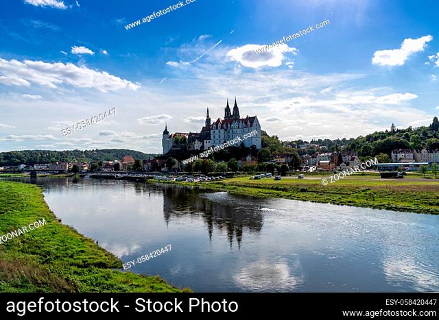 Meissen, Saxony / Germany - 10 September 2020: castle and cathedral in the German city of Meissen on the Elbe River