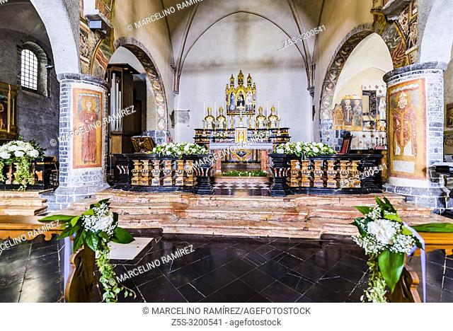 Consecrated on 1313, the parish church of San Giorgio is a small masterpiece of the 14th century Lombardy architecture. Varenna, Province of Lecco, Lombardy