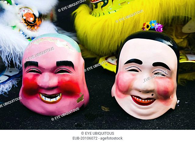 Papier mache character heads for Chinese New Year show