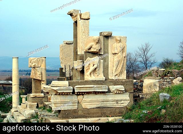 Statues and ruins in Ephesus, Turkey