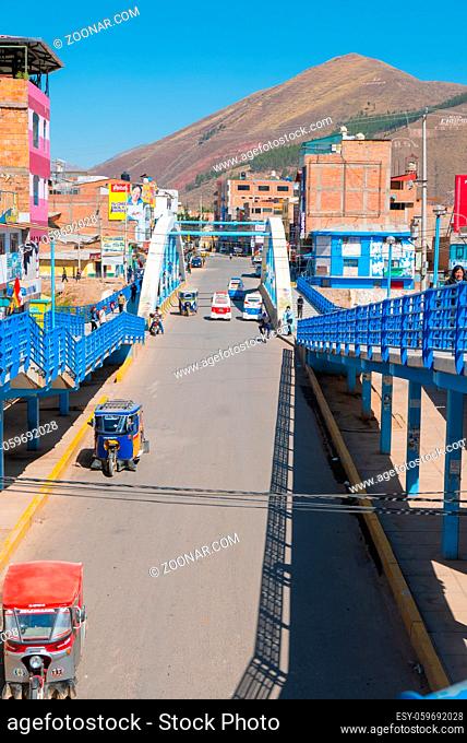Sicuani Peru August 17 mototaxis allow people to move easily in Sicuani town avoiding smog and traffic Shoot on August 17, 2019
