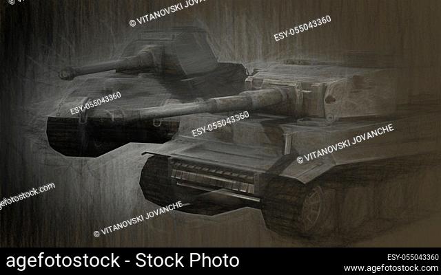 3d illustration of military Tanks