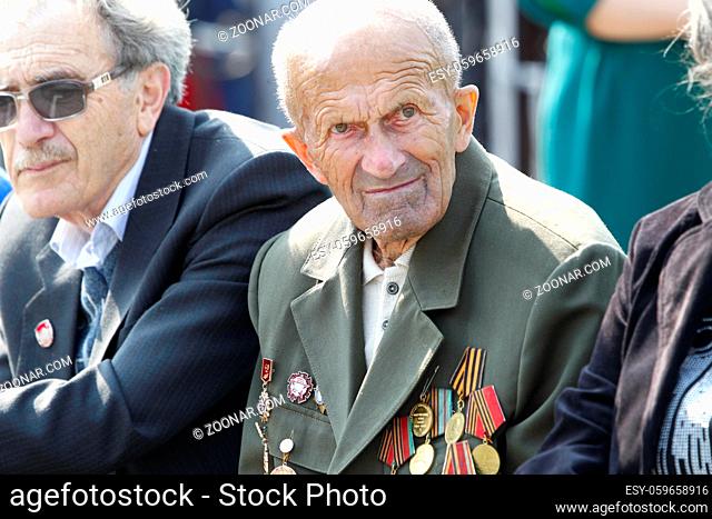 Belarus, Gomel, September 09, 2017. Celebrating the city day., Old veteran of the war with medals. Ded veteran of the Second World War 2017