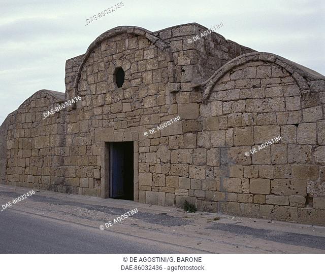 Facade of the Church of San Giovanni di Sinis, 6th century, Cabras, Sardinia, Italy