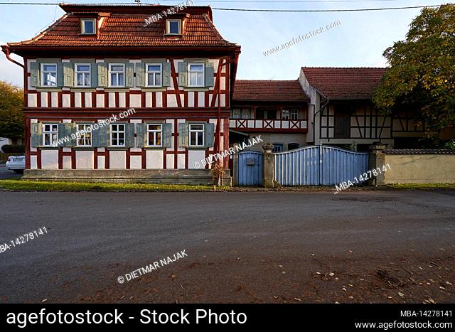 Half-timbered village Nassach in the nature park Hassberge, municipality Aidhausen, district Hassberge, Lower Franconia, Franconia, Germany