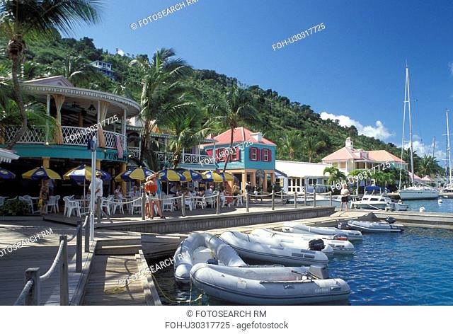 Tortola, West End, British Virgin Islands, Caribbean, BVI, Sopers Hole, Pusser's Landing on the waterfront of Frenchman's Cay on the island of Tortola