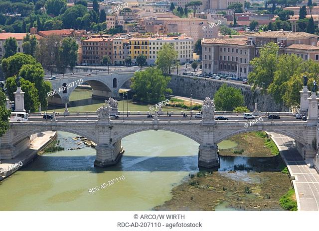 Bridge, Ponte Vittorio Emanuele II, over river Tiber, Rome, Lazio, Italy