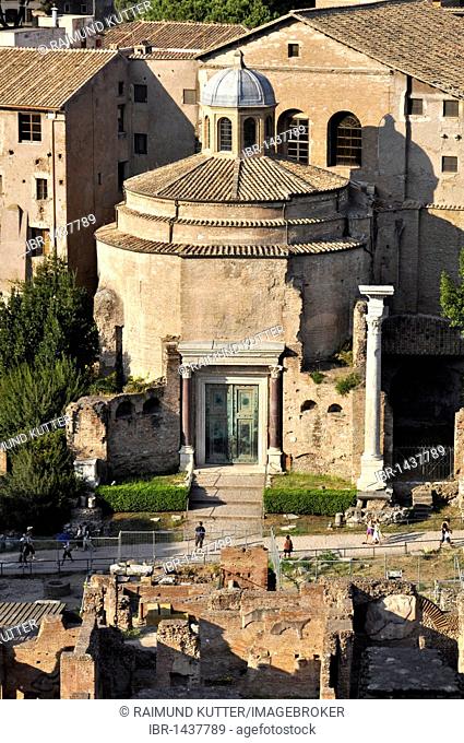 Temple of Romulus or Santi Cosma e Damiano, Forum Romanum, Roman Forum, Rome, Lazio, Italy, Europe