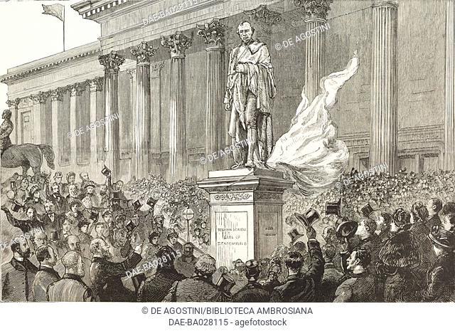 The unveiling of the statue of Lord Beaconsfield in front of St George Hall, Liverpool, United Kingdom, illustration from The Graphic, volume XXVIII, no 734