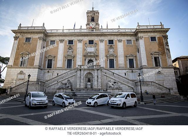 Delivery of electric cars Citroen to Roma Capitale, Campidoglio Square, Rome, ITALY-26-04-2018