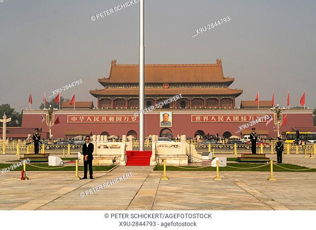 National flag on Tiananmen Square, Beijing, People's Republic of China, Asia