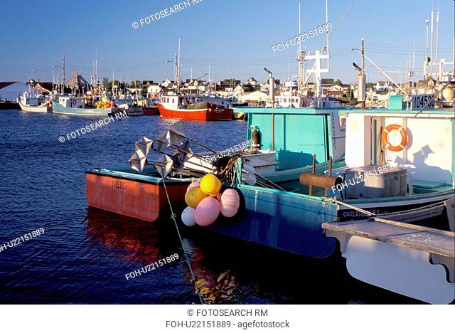 Nova Scotia, Cape Sable Island, NS, Canada, Fishing boats docked in Clark's Harbor on Cape Sable Island on the Atlantic Ocean