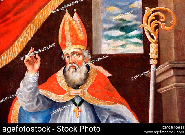 St. Martin. Bishop of Tours in the fourth century. Painting (Unknown author). Church of Saint-Nicholas de Veroce. Saint-Nicolas de Veroce