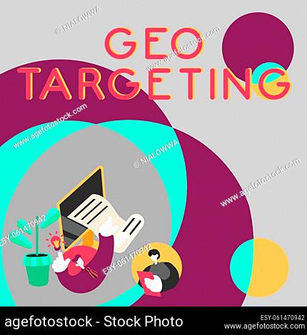 Handwriting text Geo Targeting, Concept meaning Digital Ads Views IP Address Adwords Campaigns Location Businessman Thinking New Ideas