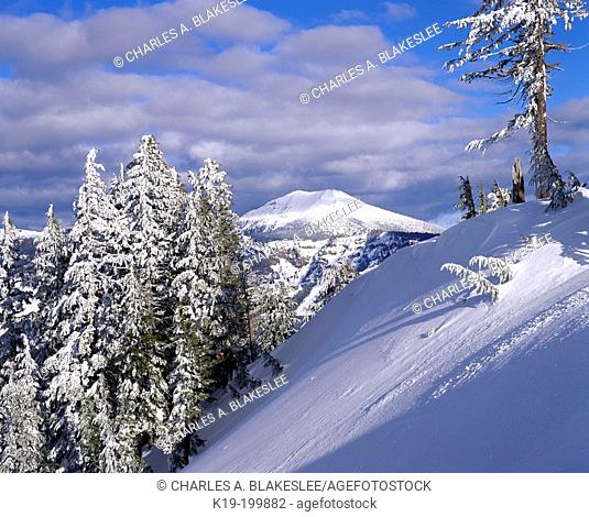 Mt. Scott in background during winter. Crater Lake National Park. Oregon. USA