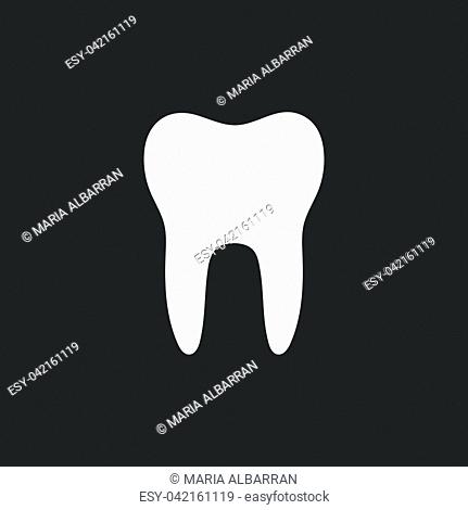 Tooth flat icon on a black background. Vector illustration