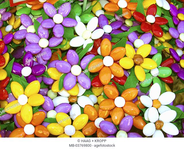 Candies, candies, colorfully, bloom form    Italy, Abruzzen, Sulmona, specialty, confectionery, sweet, Naschwerk, sweet, saccharated, rich in calories